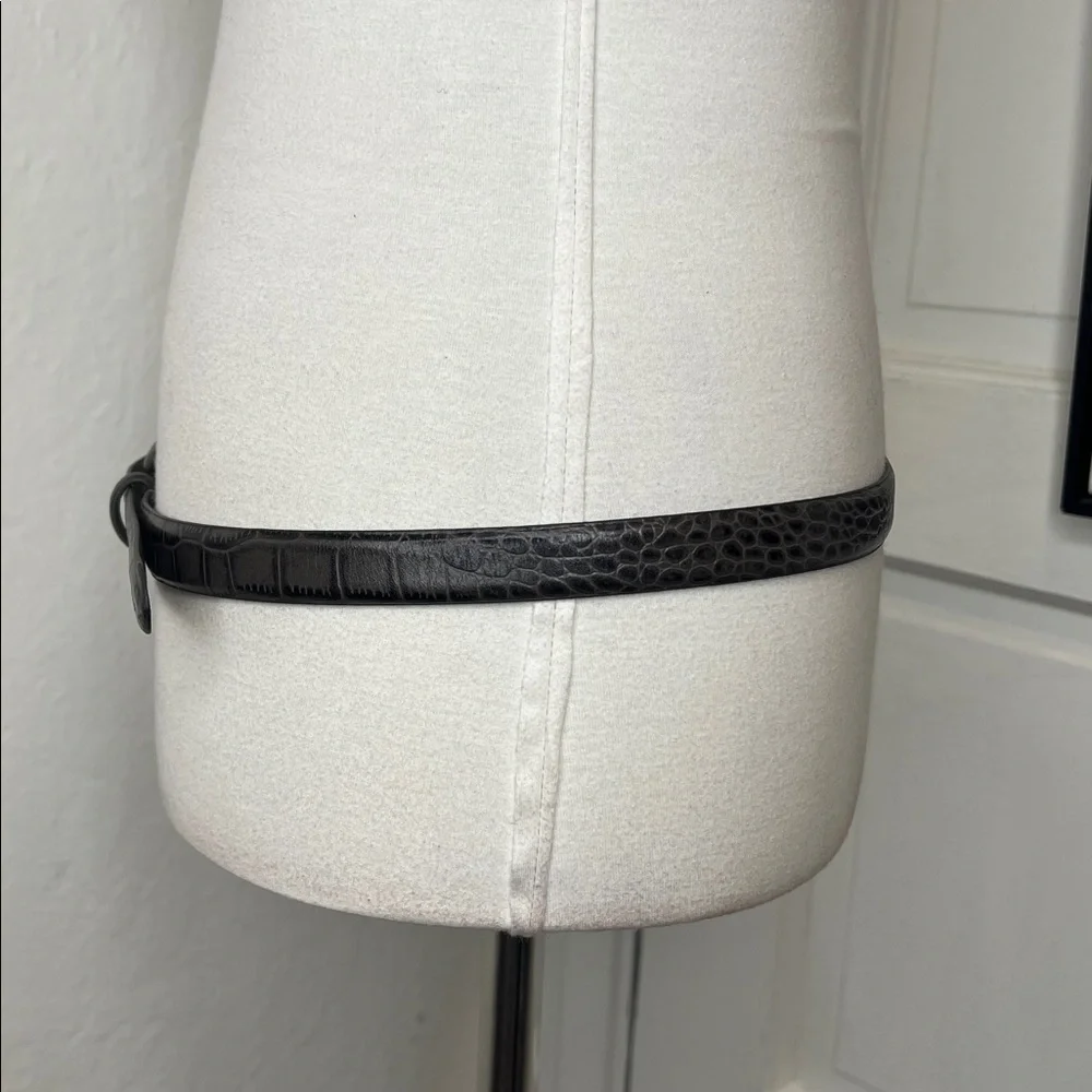 Talbots Gray & Black Leather Croc Embossed Belt Size M